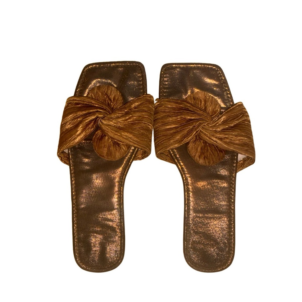 Festival Metallic Copper Knot Slide Sandals | Size 8
